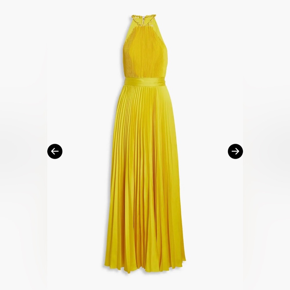 Alycia Pleated Satin Maxi Dress